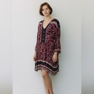 Knox Rose Fall Boho Dress Women’s Flowy Casual Bohemian Style- Size L